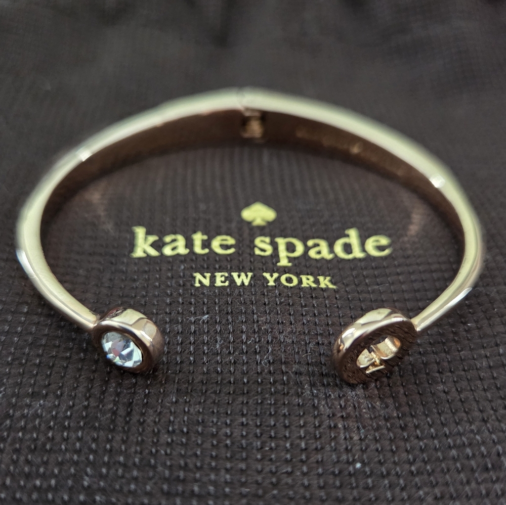 Kate Spade Rose Gold Open Cuff Bracelet with Crystal Accents
